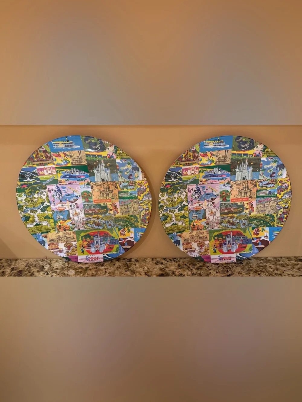 Disney Parks : WDW: Disney Land: Vintage 11” Plates set of (2) Retro Art
